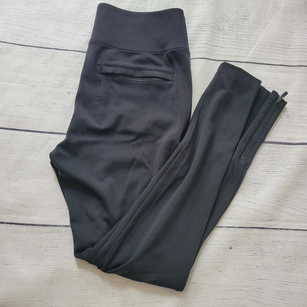 Athleta Size M Black Zip‎ Ankle Athletic Leggings Pants Delancey Tight - Picture 8 of 8